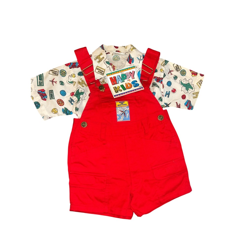 2T vintage Happy kids short overall set deadstock
